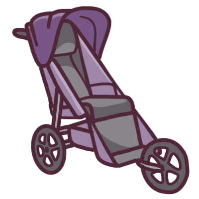 a purple and grey adult stroller